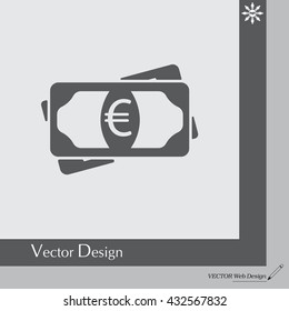 Flat icon of money (euro) vector icon