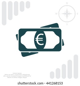 Flat icon of money (euro) vector icon