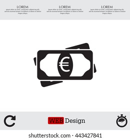 Flat icon of money (euro) vector icon