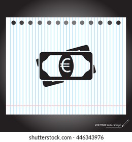 Flat icon of money (euro) vector icon