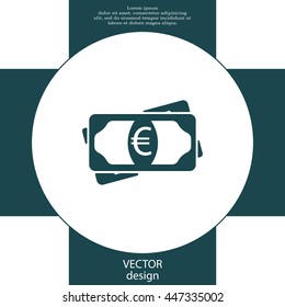 Flat icon of money (euro) vector icon