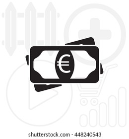 Flat icon of money (euro) vector icon