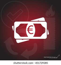 Flat icon of money (euro) vector icon