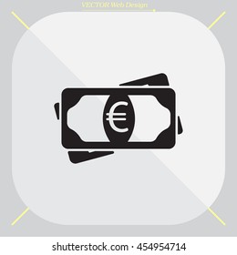 Flat icon of money (euro) vector icon