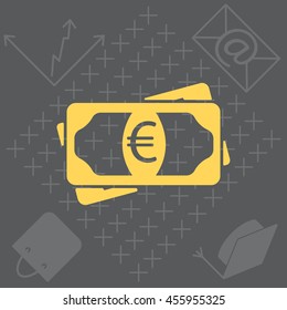 Flat icon of money (euro) vector icon