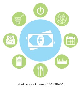 Flat icon of money (euro) vector icon