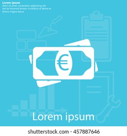 Flat icon of money (euro) vector icon