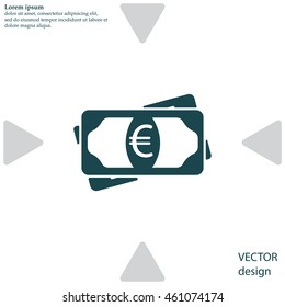 Flat icon of money (euro) vector icon