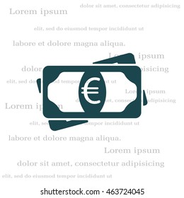 Flat icon of money (euro) vector icon