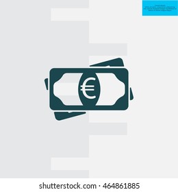 Flat icon of money (euro) vector icon