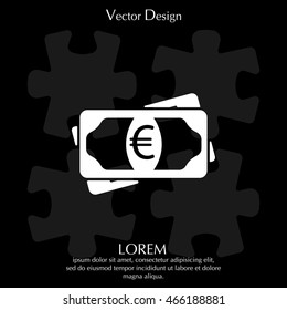 Flat icon of money (euro) vector icon