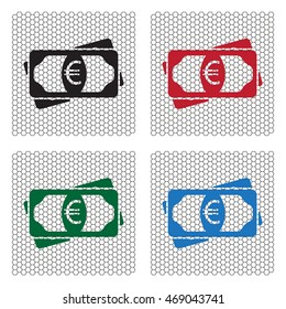 Flat icon of money (euro) vector icon