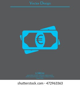 Flat icon of money (euro) vector icon