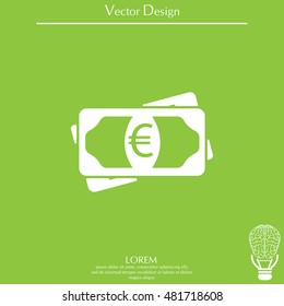 Flat icon of money (euro) vector icon
