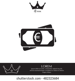 Flat icon of money (euro) vector icon