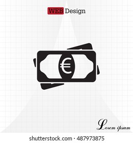 Flat icon of money (euro) vector icon