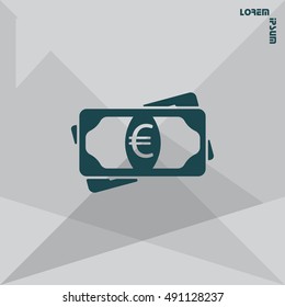 Flat icon of money (euro) vector icon