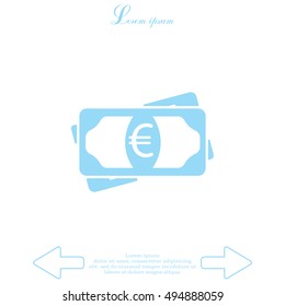 Flat icon of money (euro) vector icon