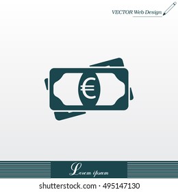 Flat icon of money (euro) vector icon
