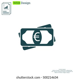 Flat icon of money (euro) vector icon