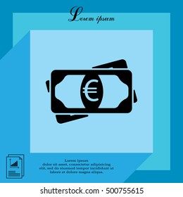 Flat icon of money (euro) vector icon