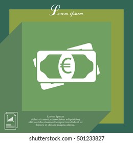 Flat icon of money (euro) vector icon