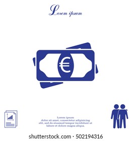 Flat icon of money (euro) vector icon