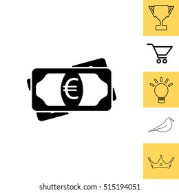 Flat icon of money (euro) vector icon