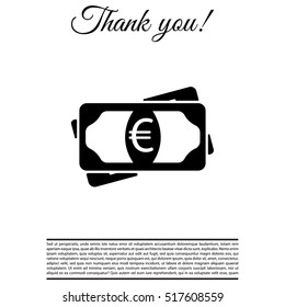 Flat icon of money (euro) vector icon