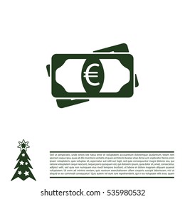 Flat icon of money (euro) vector icon