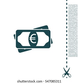 Flat icon of money (euro) vector icon