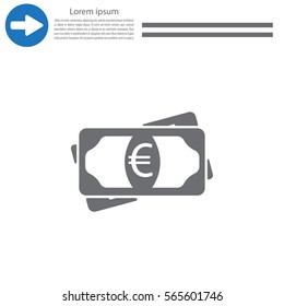 Flat icon of money (euro) vector icon