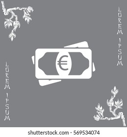 Flat icon of money (euro) vector icon
