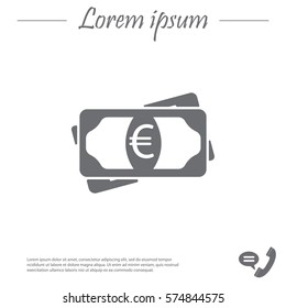 Flat icon of money (euro) vector icon