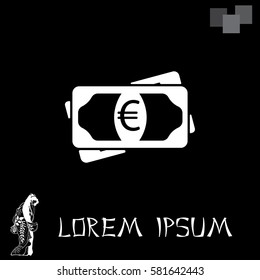 Flat icon of money (euro) vector icon