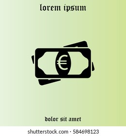 Flat icon of money (euro) vector icon