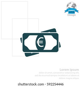 Flat icon of money (euro) vector icon