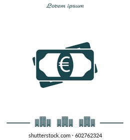 Flat icon of money (euro) vector icon
