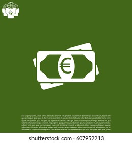 Flat icon of money (euro) vector icon
