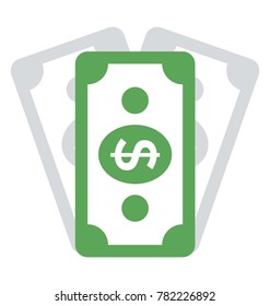 Flat icon of money showing a dollar sign