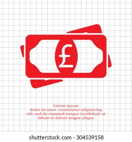Flat icon of money (sterling) vector icon