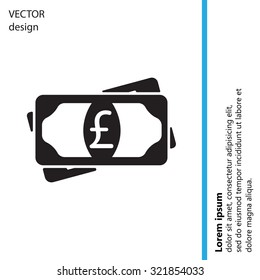 Flat icon of money (sterling) vector icon
