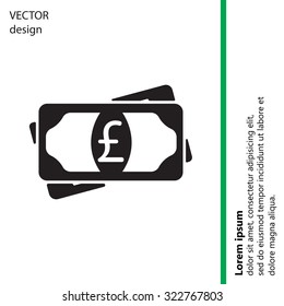 Flat icon of money (sterling) vector icon