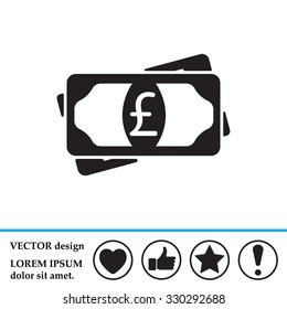Flat icon of money (sterling) vector icon