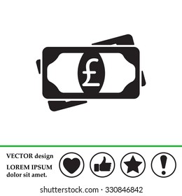 Flat icon of money (sterling) vector icon