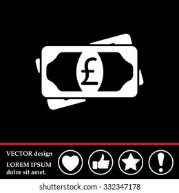 Flat icon of money (sterling) vector icon