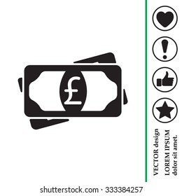 Flat icon of money (sterling) vector icon