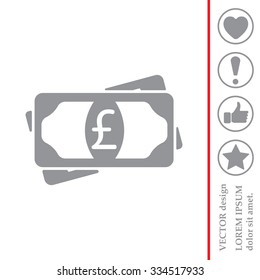 Flat icon of money (sterling) vector icon
