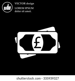Flat icon of money (sterling) vector icon