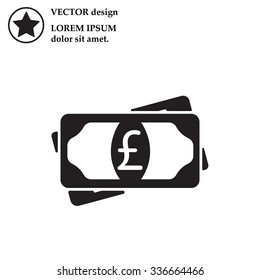 Flat icon of money (sterling) vector icon